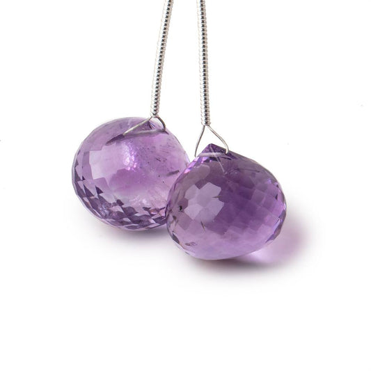 15mm Pink Amethyst Faceted Candy Kiss Focal Beads Set of 2 pieces