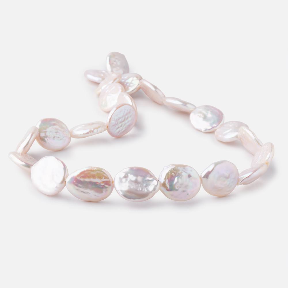 15mm Rosé White Coin Freshwater Pearls 15.5 inch 23 pieces