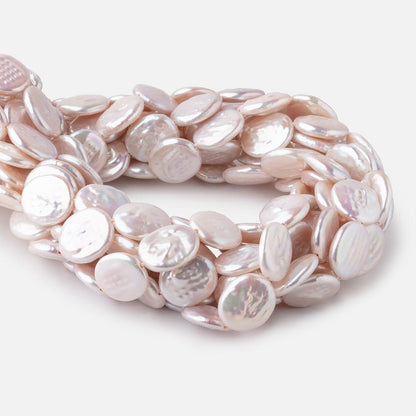 15mm Rosé White Coin Freshwater Pearls 15.5 inch 23 pieces