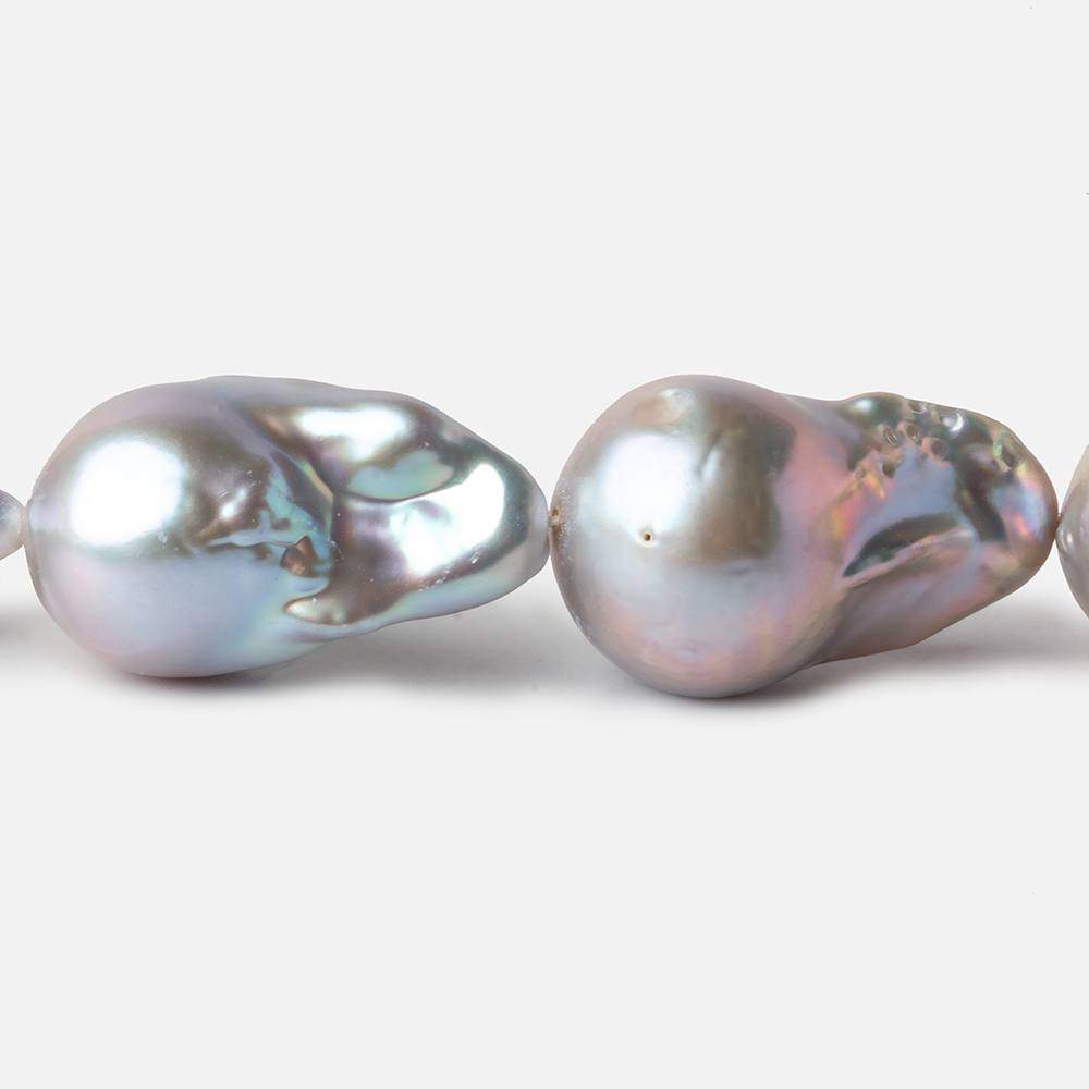 15mm Silver Ultra Baroque Freshwater Pearls 16 inch 16 pcs .8mm drill hole AAA