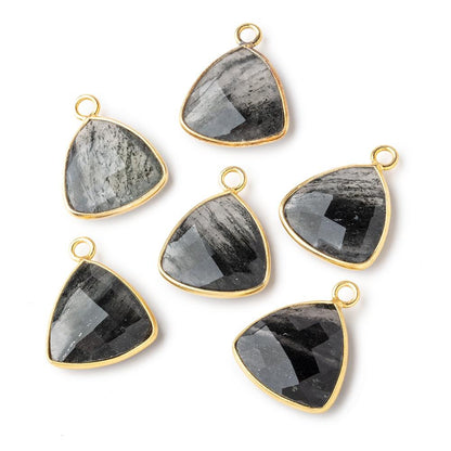 15mm Vermeil Bezel Moss Quartz Faceted Triangle Pendant 1 Focal Piece