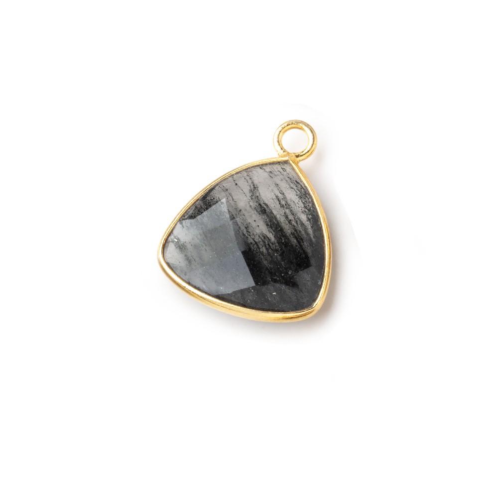 15mm Vermeil Bezel Moss Quartz Faceted Triangle Pendant 1 Focal Piece