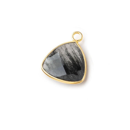 15mm Vermeil Bezel Moss Quartz Faceted Triangle Pendant 1 Focal Piece