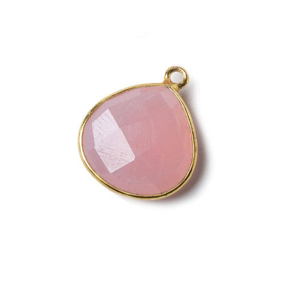 15mm Vermeil Bezel Petal Pink Chalcedony Heart Focal Pendant 1 piece