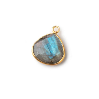 15mm Vermeil Bezeled Labradorite Faceted Heart Pendant 1 piece