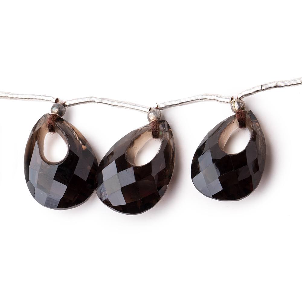 15x10-16x11mm Smoky Quartz Center Void Faceted Pears 7 inch 13 Beads