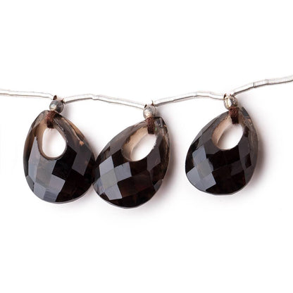15x10-16x11mm Smoky Quartz Center Void Faceted Pears 7 inch 13 Beads