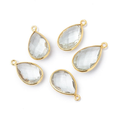 15x10-16x11mm Vermeil Bezel Prasiolite Faceted Pear Pendant 1 piece