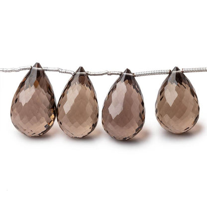 15x10-20x12mm Smoky Quartz Faceted Tear Drop Beads 8 inch 14 pieces