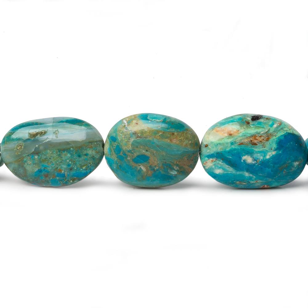 15x10-25x17mm Peruvian Blue Opal with Matrix plain oval nugget beads 18 inch 23 pcs A