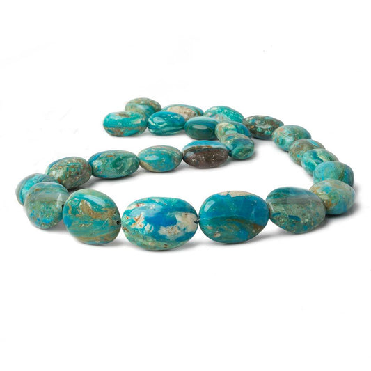 15x10-25x17mm Peruvian Blue Opal with Matrix plain oval nugget beads 18 inch 23 pcs A