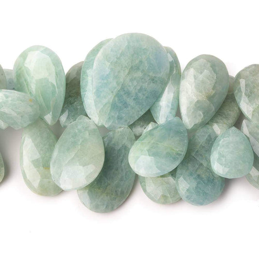15x10-26x18mm Milky Aquamarine Faceted Pear Beads 5.5 inch 34 pieces