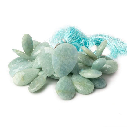 15x10-26x18mm Milky Aquamarine Faceted Pear Beads 5.5 inch 34 pieces