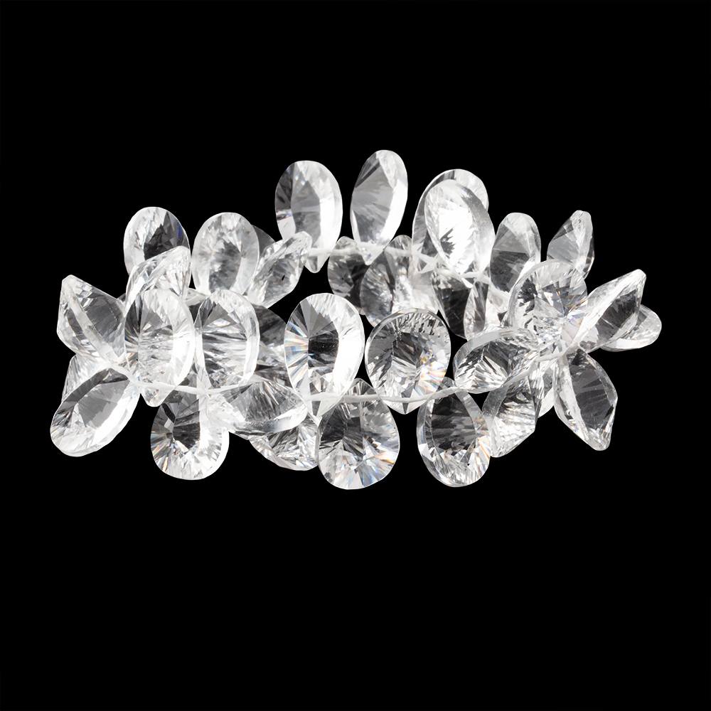 15x10mm Crystal Quartz Double Pavilion Faceted Pear Beads 8 inch 39 pieces