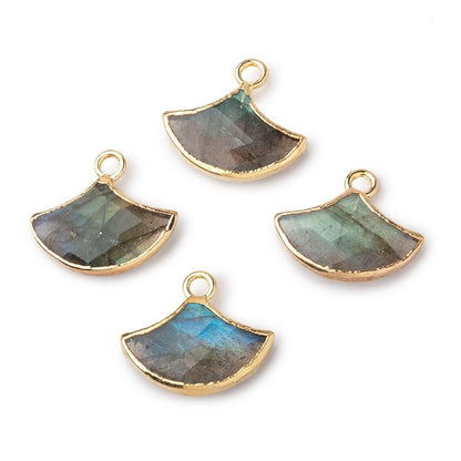 15x10mm Gold Leafed Labradorite Faceted Fan Focal Pendant 1 piece