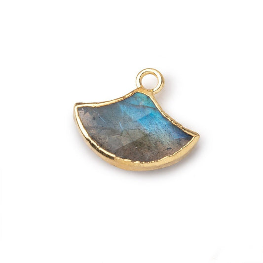 15x10mm Gold Leafed Labradorite Faceted Fan Focal Pendant 1 piece