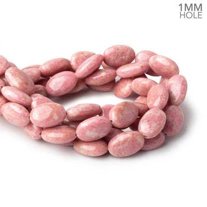 15x10mm Thulite Plain Oval Beads 8 inch 13 pieces A 1mm drill hole