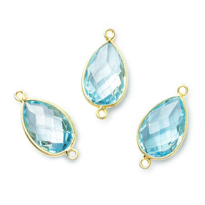 15x10mm Vermeil Bezel Swiss Blue Topaz Faceted Pear Connector 1 piece