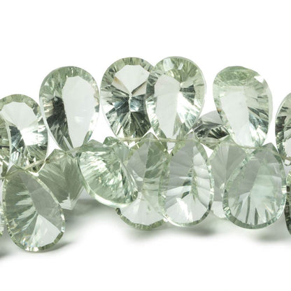 15x10mm Prasiolite Pavilion Faceted Pear Beads 8 inch 49 pieces AAA