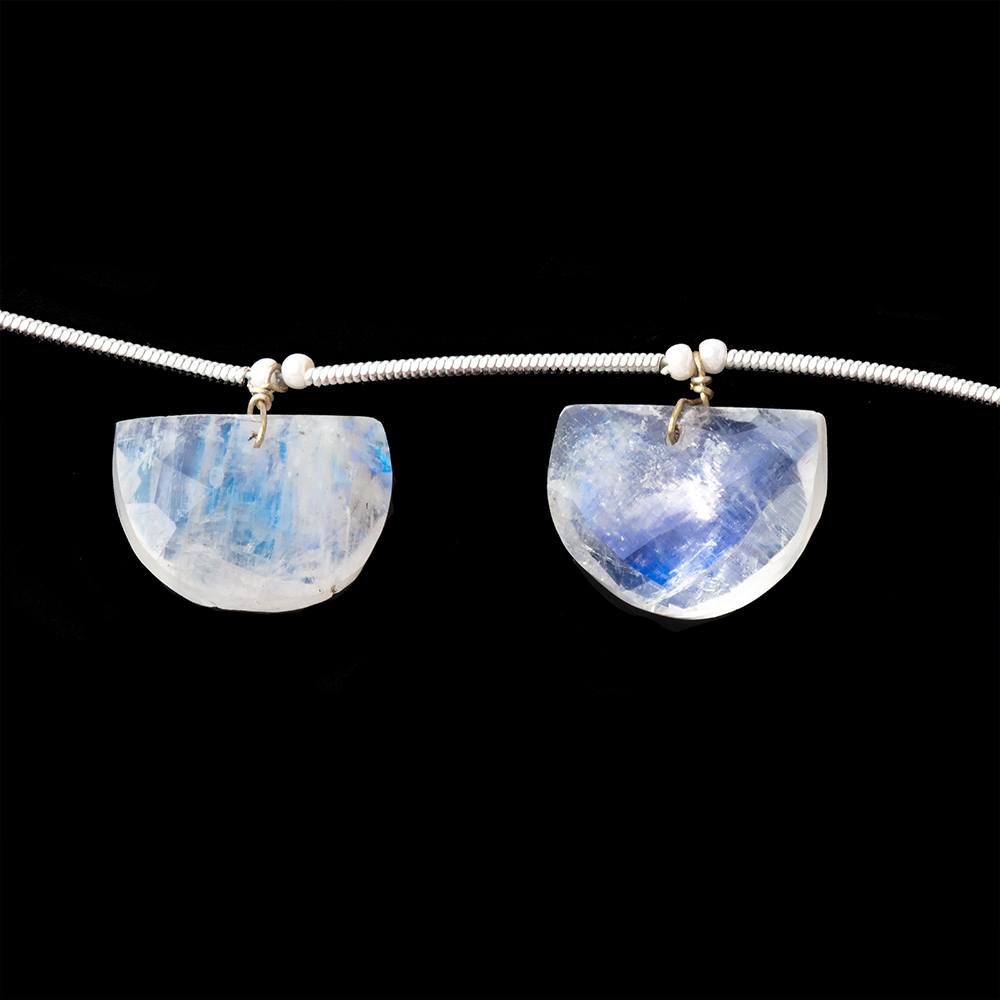 15x11-16x12mm Rainbow Moonstone Faceted Half Moon Beads 6 inch 7 pieces