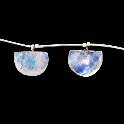 15x11-16x12mm Rainbow Moonstone Faceted Half Moon Beads 6 inch 7 pieces