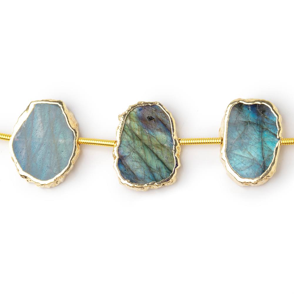 15x11-17x12mm Gold Leafed Labradorite Slice Strand 10 pieces