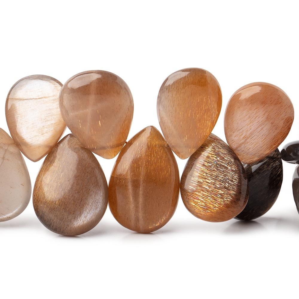 15x11-20x13mm Sunstone & Moonstone Plain Pear Beads 8.5 inch 36 pieces