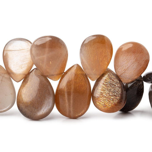 15x11-20x13mm Sunstone & Moonstone Plain Pear Beads 8.5 inch 36 pieces