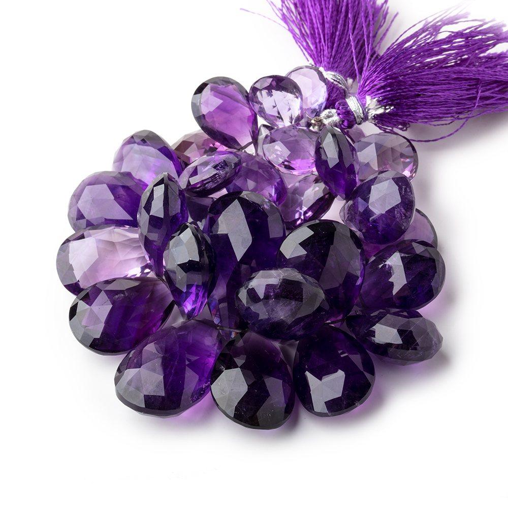 15x11-30x18mm Amethyst Faceted Pear Beads 6 inch 28 pieces AAA