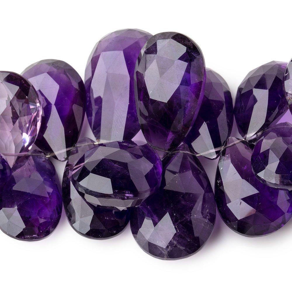 15x11-30x18mm Amethyst Faceted Pear Beads 6 inch 28 pieces AAA