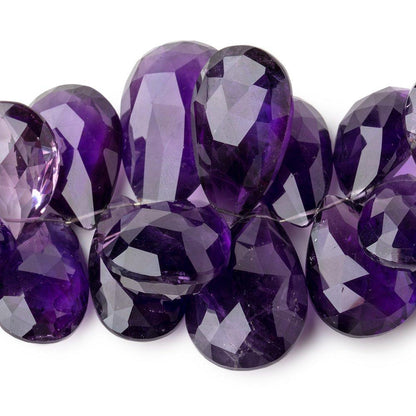 15x11-30x18mm Amethyst Faceted Pear Beads 6 inch 28 pieces AAA