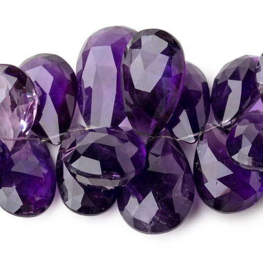 15x11-30x18mm Amethyst Faceted Pear Beads 6 inch 28 pieces AAA