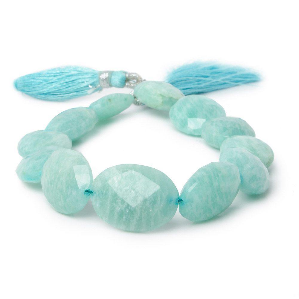 15x11mm - 17x12mm Amazonite Straight Drilled Faceted Oval Beads 8 inch 12 pieces