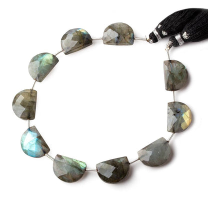 15x11mm Labradorite east west faceted half moon beads 8 inch 10 beads