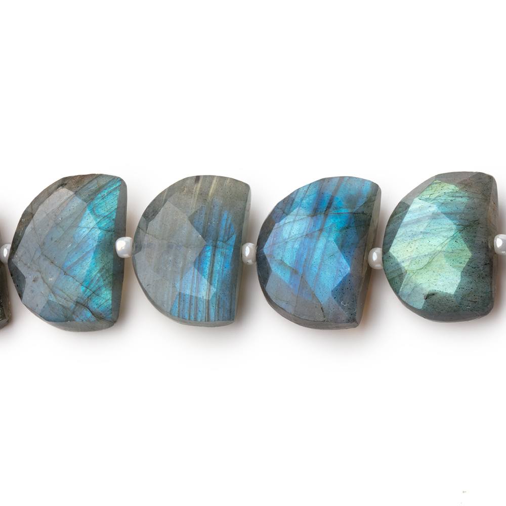 15x11mm Labradorite Faceted Half Moon Beads 16 inch 32 pieces AA