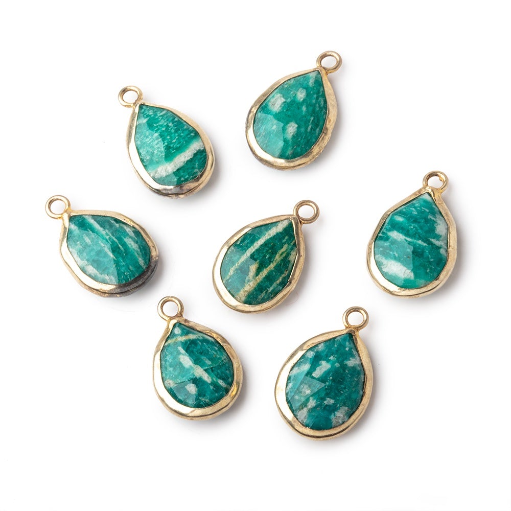 15x11mm Vermeil Bezel Russian Amazonite Pear Focal Pendant 1 piece