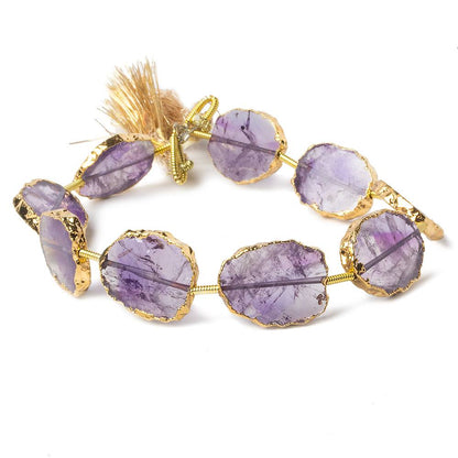 15x12-16x12mm Gold Leafed Amethyst straight drilled Slices 7 inch 9 beads