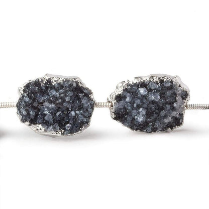 15x12-16x13mm Silver Leafed Black Drusy Strand 8 inch 10 pieces