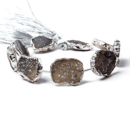 15x12-16x13mm Silver Leafed Black Drusy Strand 8 inch 10 pieces