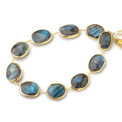 15x12-16x13mm Vermeil Bezel Labradorite Faceted Nugget Beads 8 inch 10 pieces