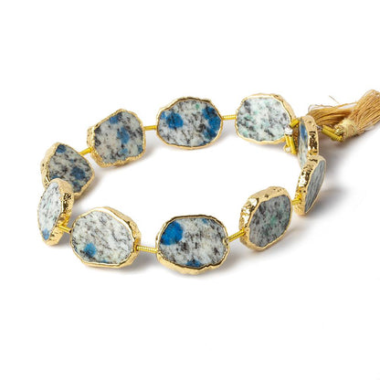 15x12-17x13mm Gold leafed K2 Azurite Granite "K2 Jasper" Slice Strand 8 inch 10 beads