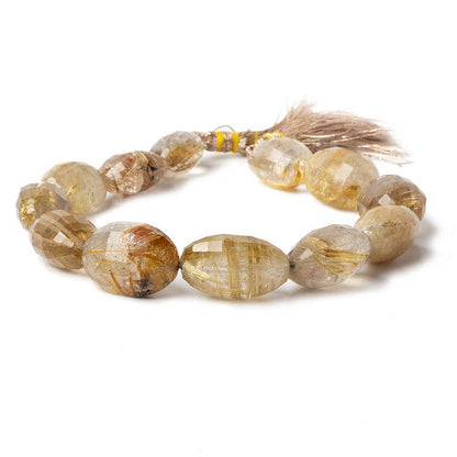 9x12-10x16mm Rutilated Quartz Checkerboard Faceted Oval Beads 6.5 inch 15 pieces