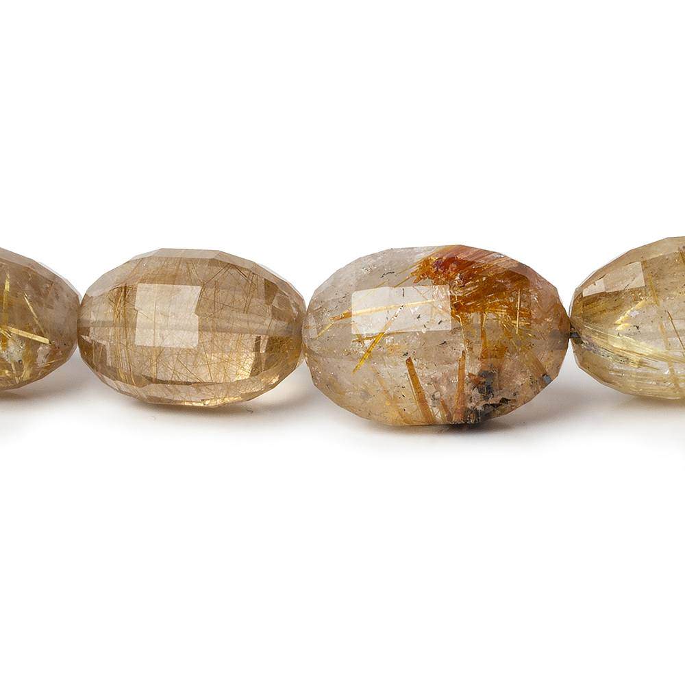 9x12-10x16mm Rutilated Quartz Checkerboard Faceted Oval Beads 6.5 inch 15 pieces