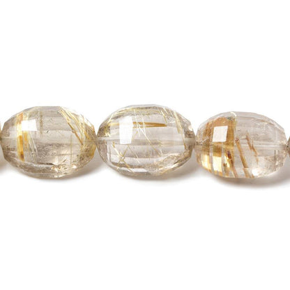 9x12-10x16mm Rutilated Quartz Checkerboard Faceted Oval Beads 6.5 inch 15 pieces