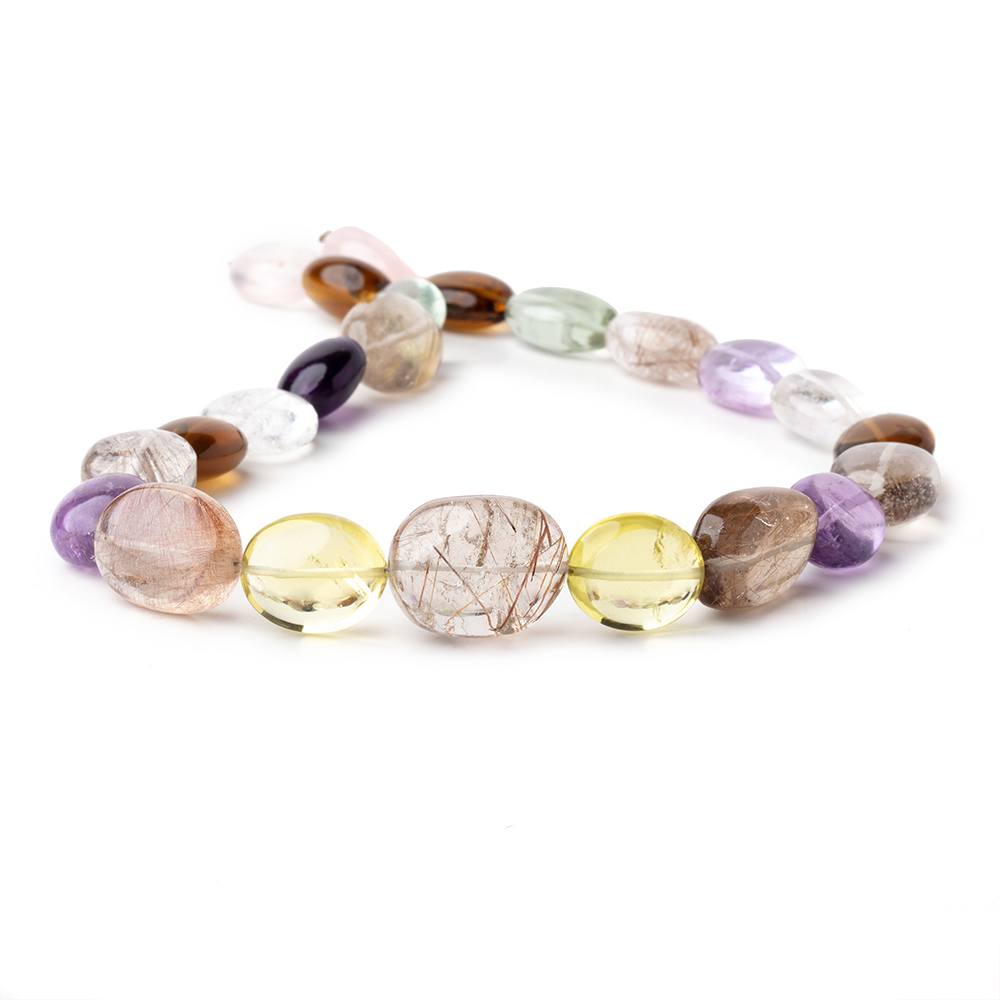 15x12-21x17mm Multi Gemstone Plain Oval Nuggets 15 inch 22 Beads