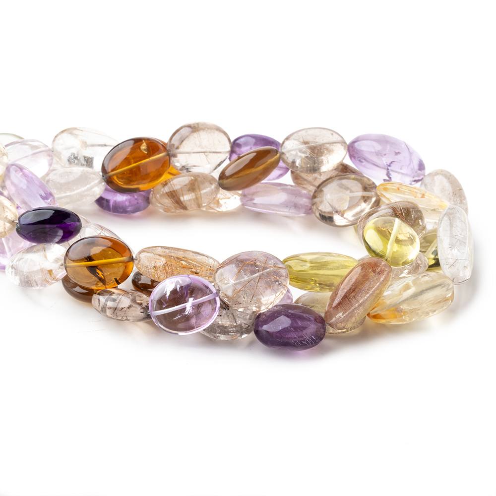 15x12-21x17mm Multi Gemstone Plain Oval Nuggets 15 inch 22 Beads