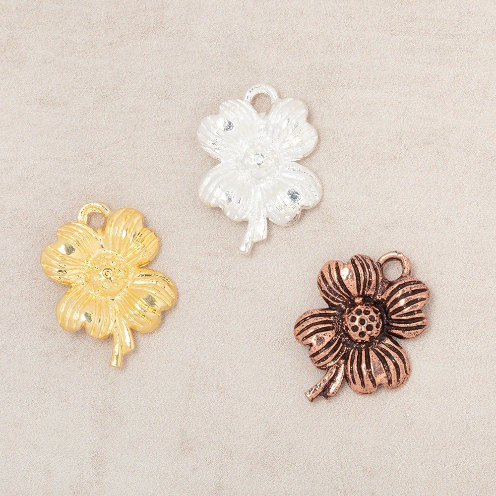 15x12mm Flower Pendant Charm Set of 4 pieces