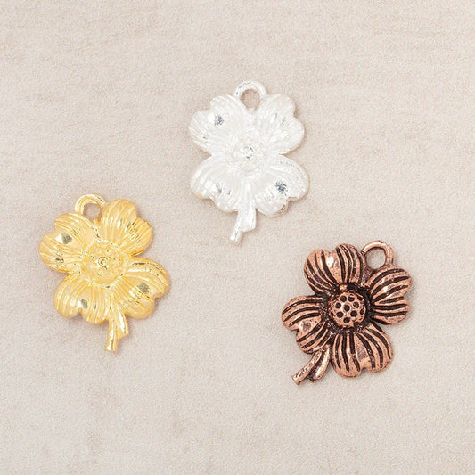 15x12mm Flower Pendant Charm Set of 4 pieces