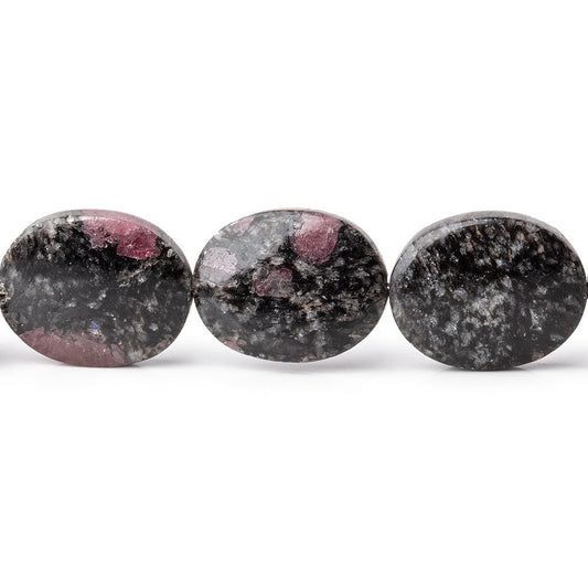 15x12mm Ruby Red Spinel in Biotite Plain Oval Beads 18 inch 31 pieces