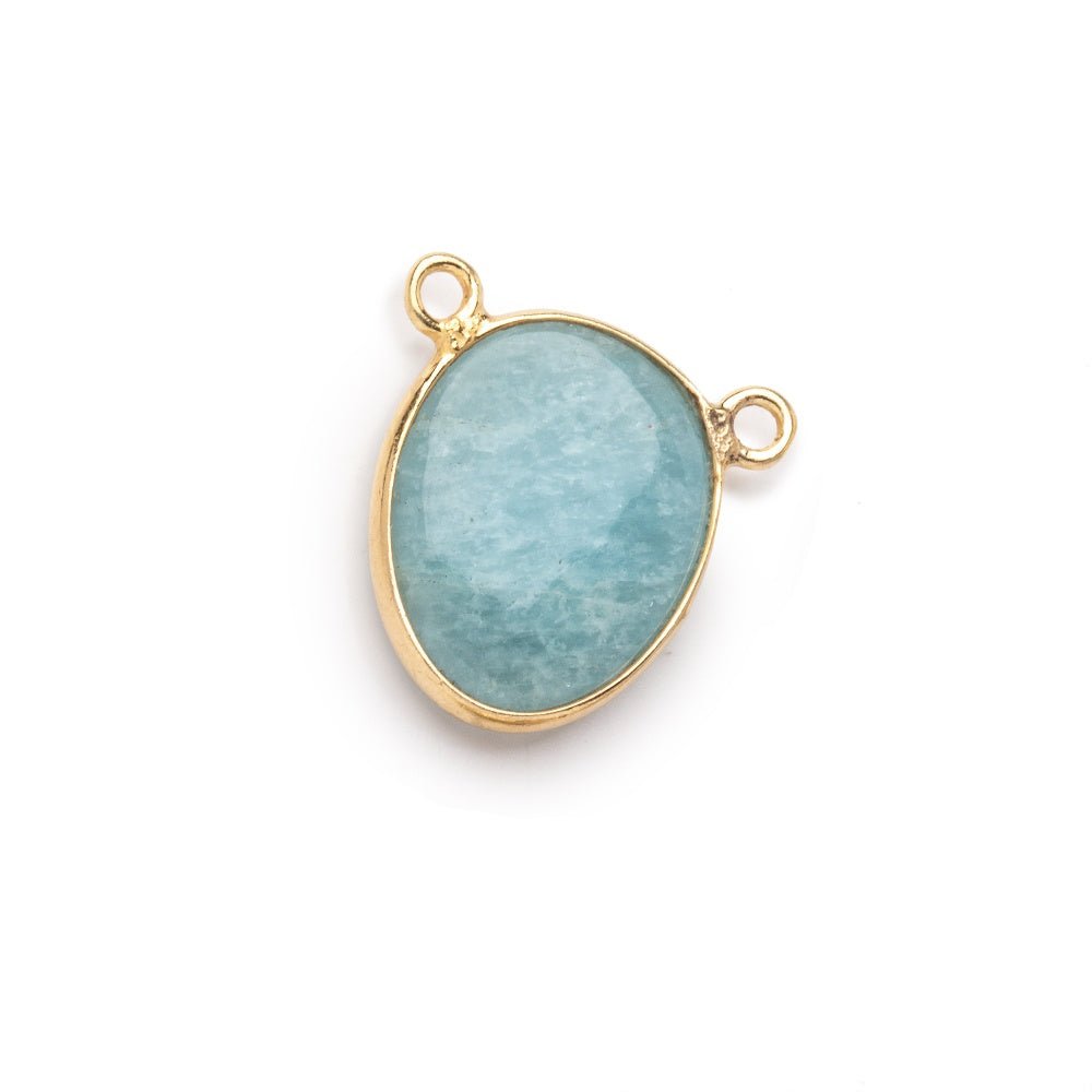 15x12mm Vermeil Bezel Aquamarine Plain Nugget Connector 1 piece